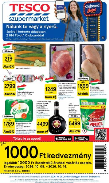 Akciós újság Tesco - Tesco szupermarket érvényes 10.08.-tól 10.14.-ig - 1 oldal