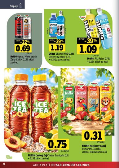 Leták FRESH - Fresh - Stredné a západné Slovensko od 24.09. do 07.10. - strana 32