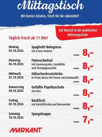 Prospekt Markant - Markant Freu Dich Drauf - Mittagstisch gültig ab 05.10. bis 10.10. - seite 1