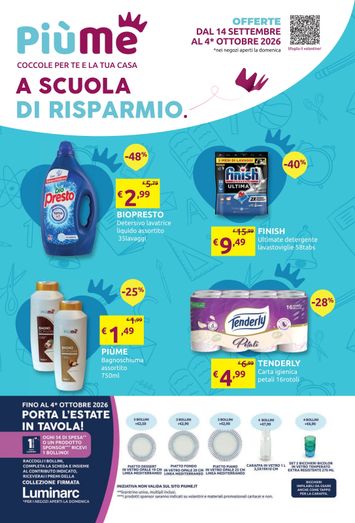Volantino Piùme - Piùme - A scuola di risparmio valido dal 14/09 al 04/10 - pagina 1