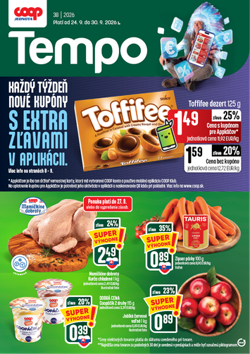 Leták COOP Jednota - COOP Jednota - Tempo od 24.09. do 30.09. - strana 1