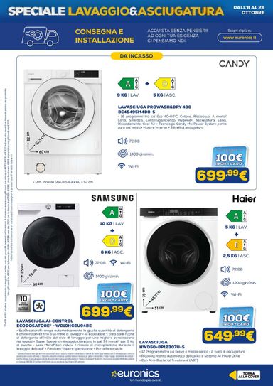 Volantino Euronics - Euronics - Lavaggio & Asciugatura valido dal 08/10 al 28/10 - pagina 12