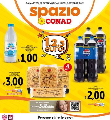 Volantino Spazio Conad - Spazio Conad - 1, 2, 3 euro - Roma valido dal 22/09 al 05/10 - pagina 1