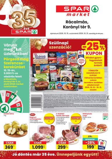 Akciós újság Spar - SPAR Market - Rácalmás érvényes 10.15.-tól 10.21.-ig - 2 oldal